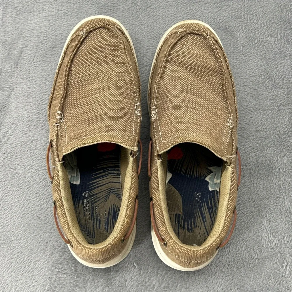 Sonoma Goods for Life Mens Tan Textile Slip On Boat Shoe Loafers Size 8 Med